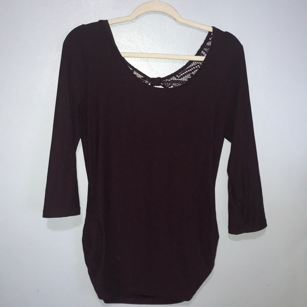 Purple - Maroon Laced Quarter Sleeve T-Shirt